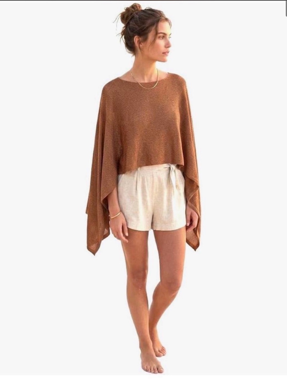 Lightweight Rust Brown Knit Poncho